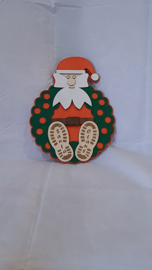[Laser cut and engrave] Christmas Santa Wreath, laser cutting design, party decorations. Christmas gift and decor, christmas wreath, laser cut model. Santa Claus pattern.
