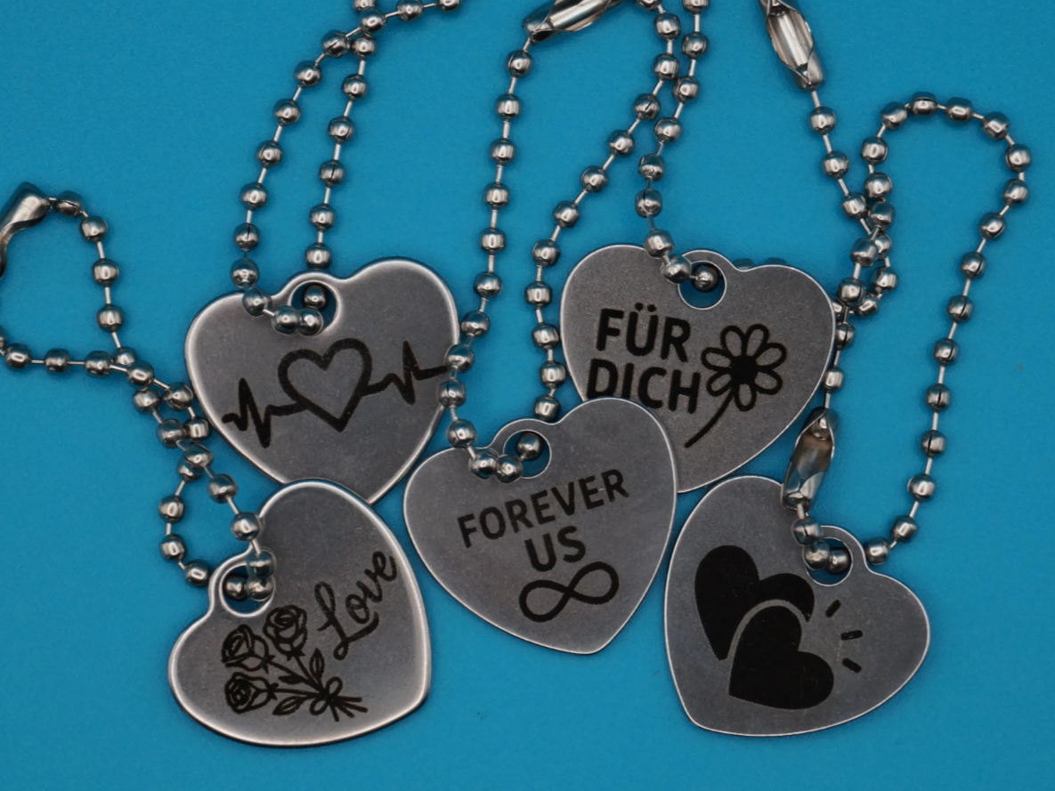 10 Designs, Laser-Engraved Stainless Steel Heart Pendants valentines day gift design
