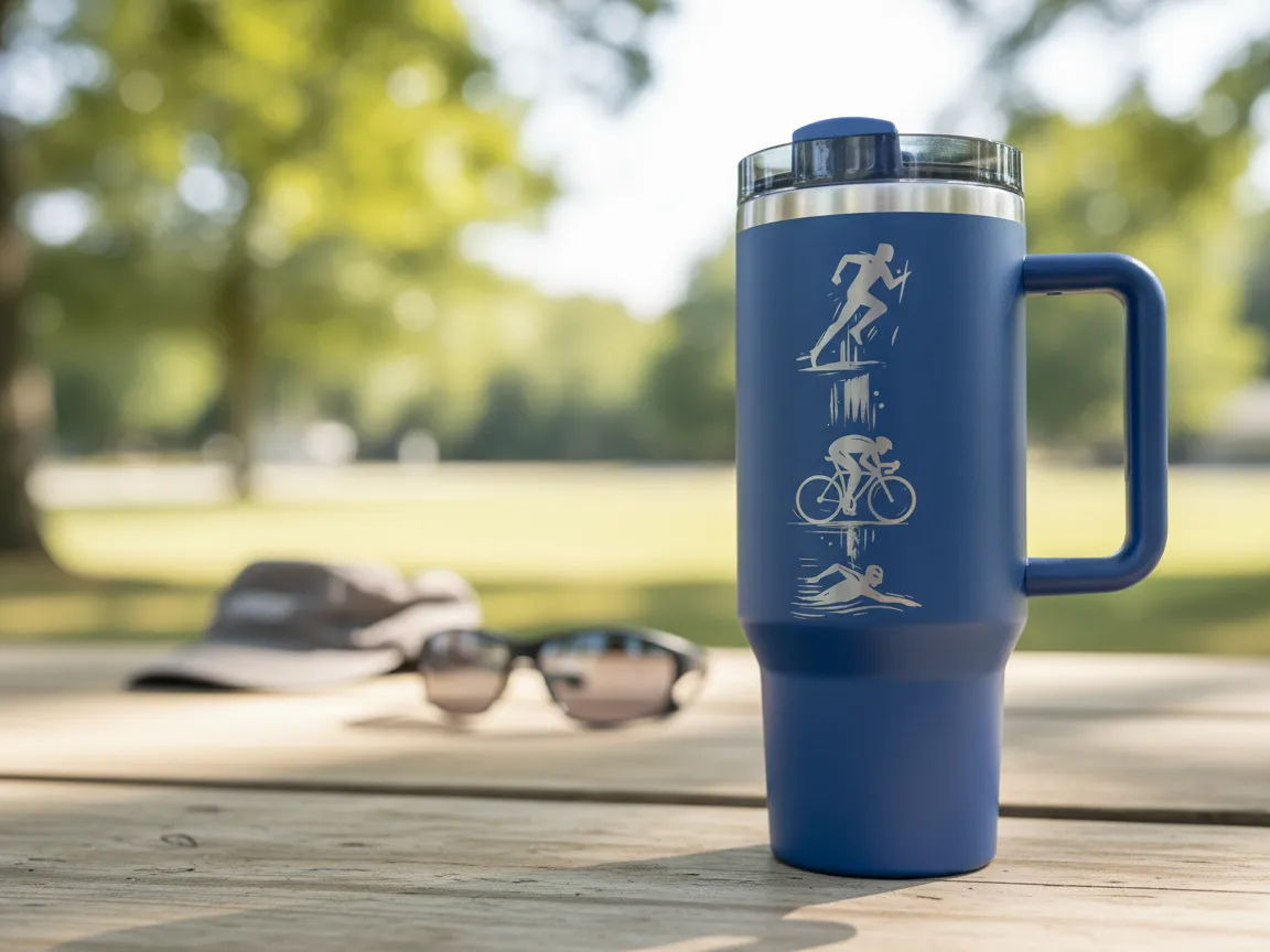 Triathlon / Ironman Tumbler laser engraved custom tumbler idea