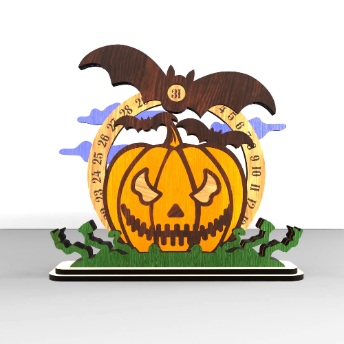 [Laser cut and engrave] Halloween Countdown Calendar | Pumpkin & Bat Advent Laser Cut File