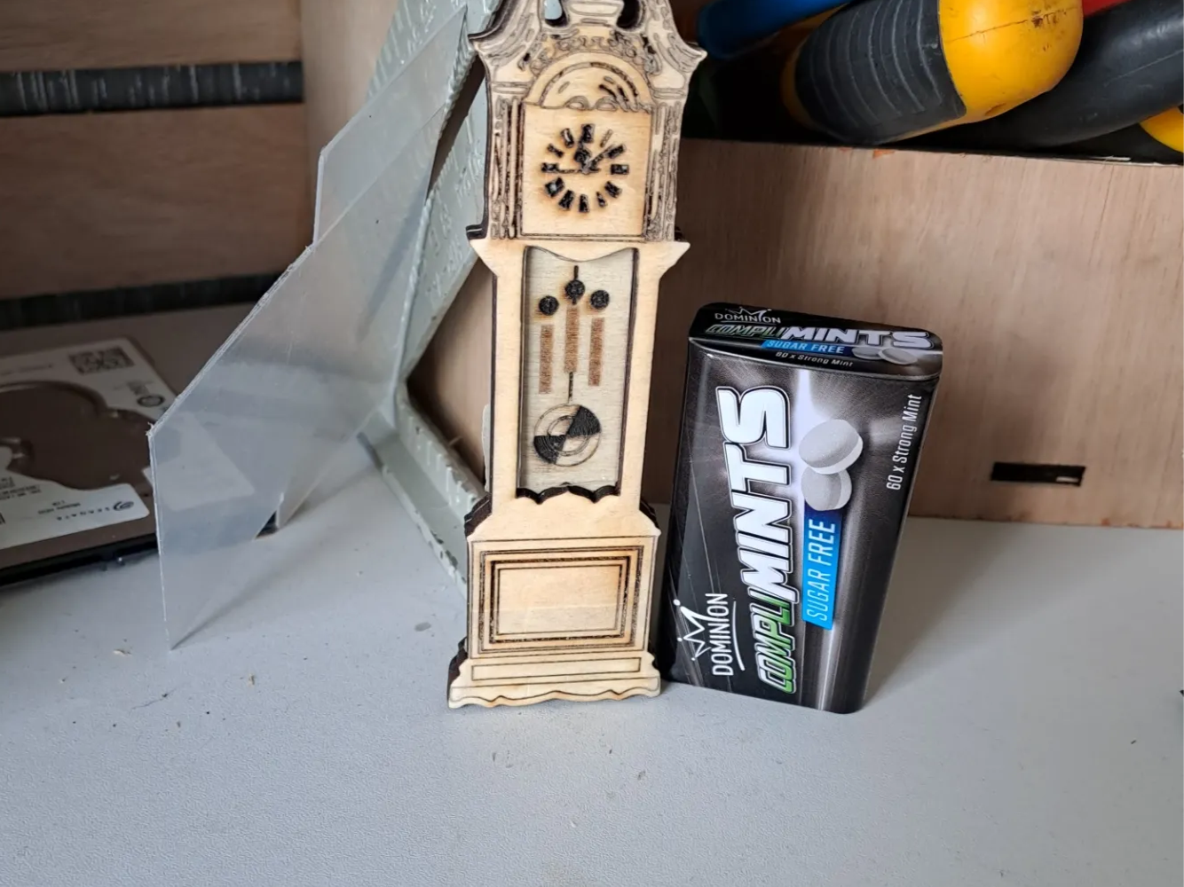 Miniature wooden grandfather clock model gift idea