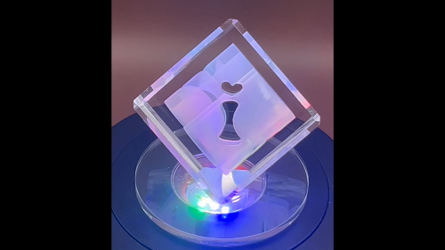 [Laser cut and engrave] Use Your Photo - Personalized Valentine Photo Illusion Cube in Glass