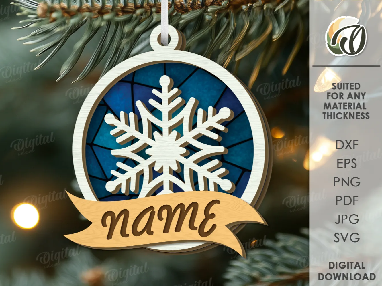 Stained-Glass Style Sublimation Ornament laser cut design