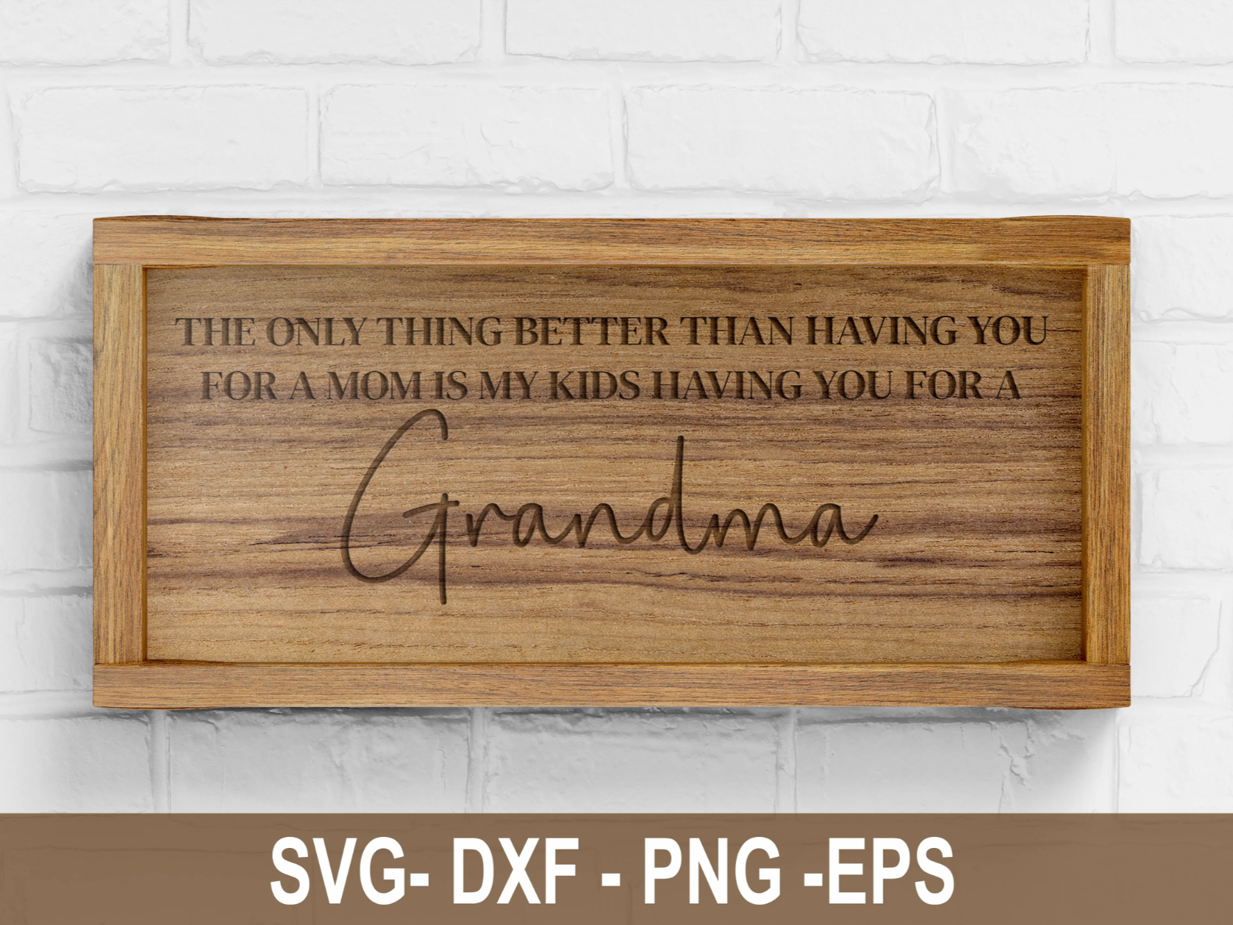 Engraved wooden sign with a sentimental message for grandma