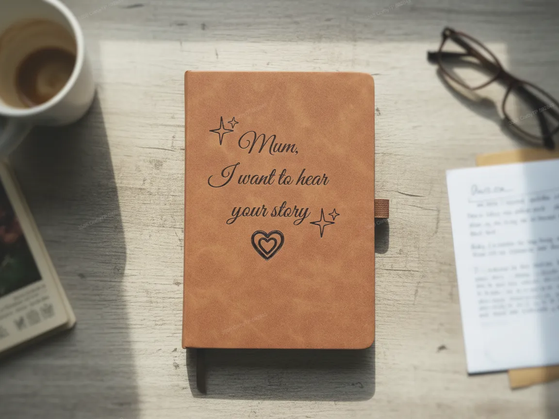 Laser Engraved Brown Leather Journal with Mum Quote gift for mom idea