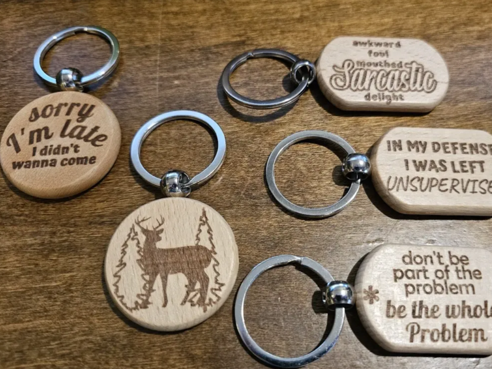 Laser-Cut Wood Keychain Designs laser cut keychain idea for men