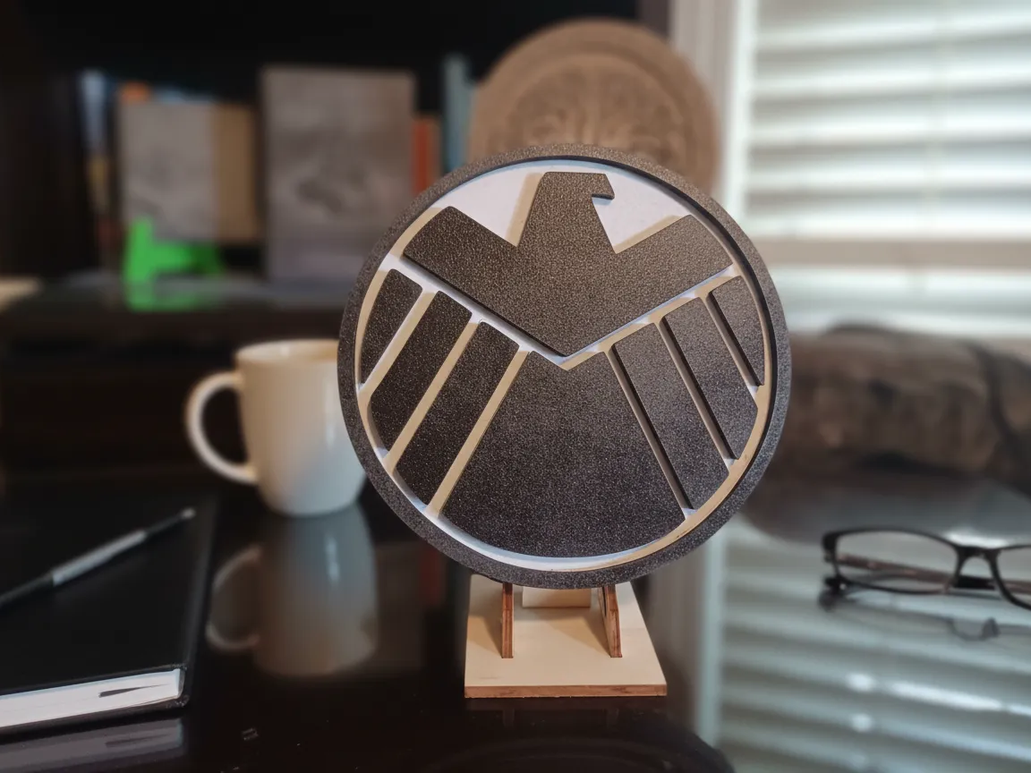 Marvel SHIELD logo wooden desk sign gift idea
