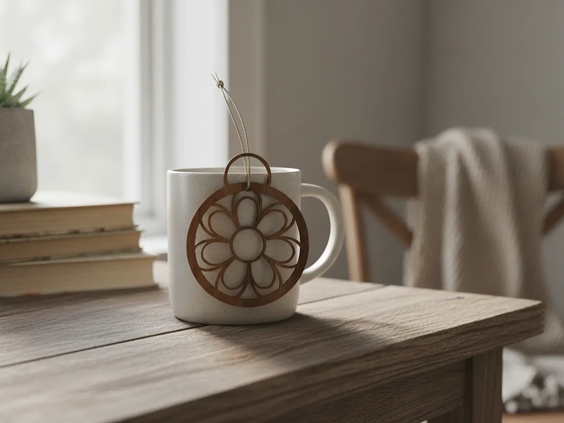 Round wooden flower hanging ornament | Free Files - Atomm