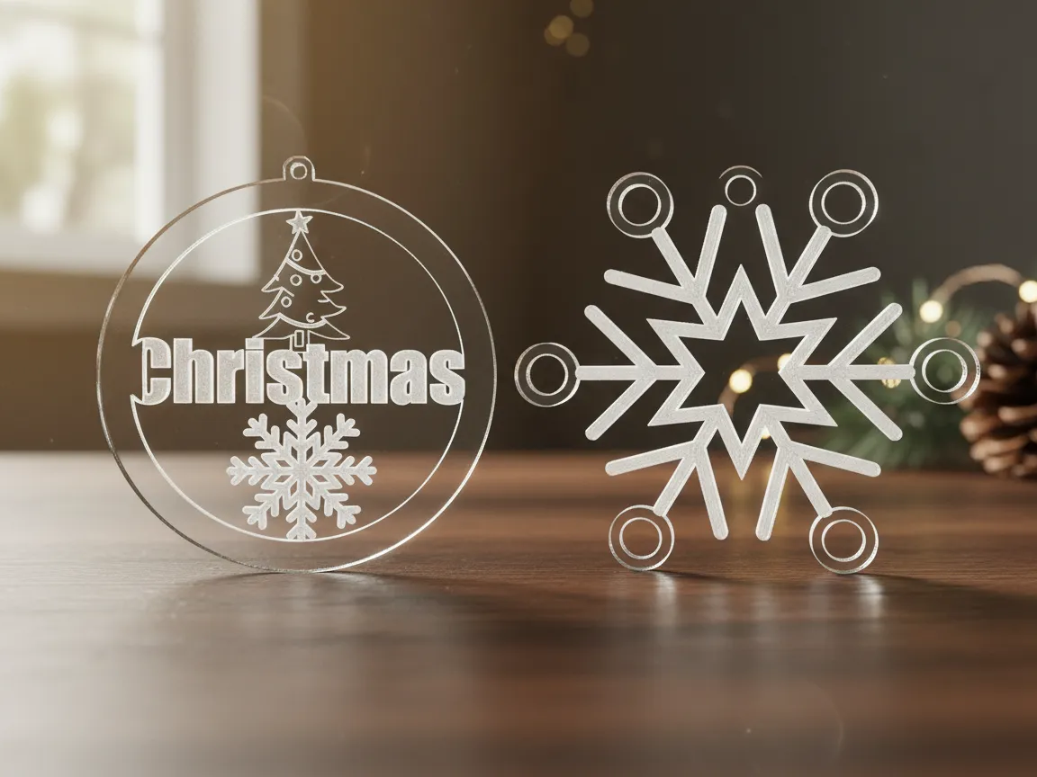 Clear acrylic snowflake Christmas ornaments for window display