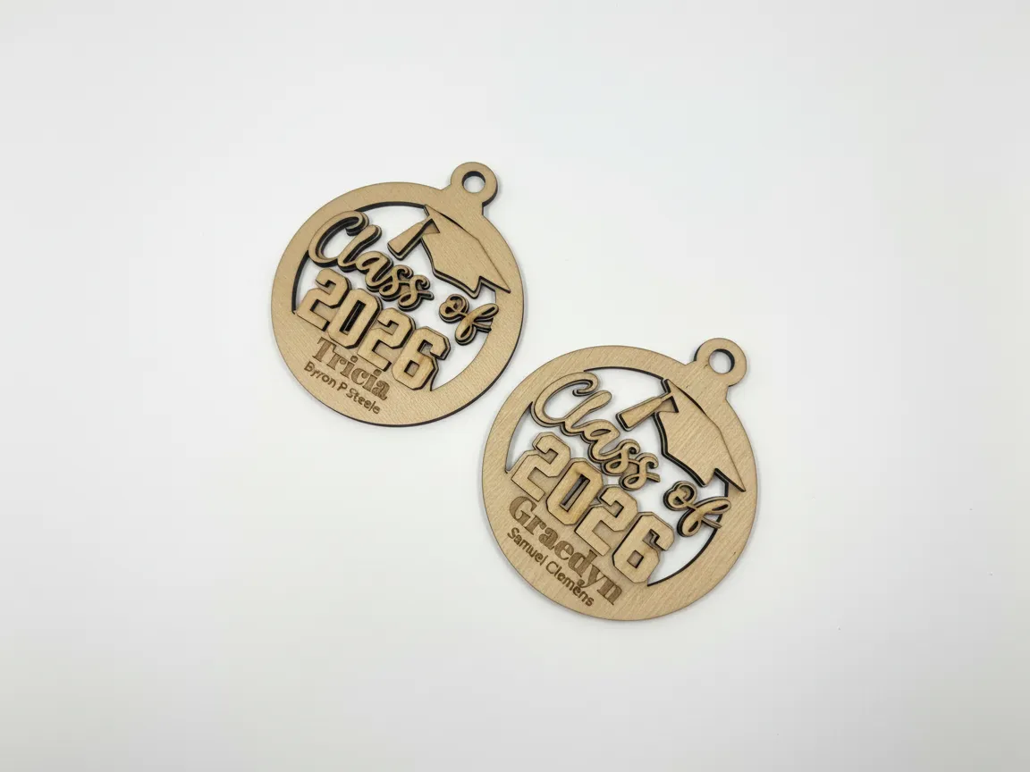 Laser Cut Wooden Graduation Ornament Class of 2026 Personalized personalized ornament design on Atomm