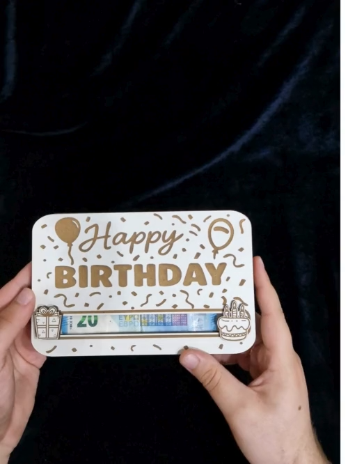 [Laser cut and engrave] Birthday money holder card svg