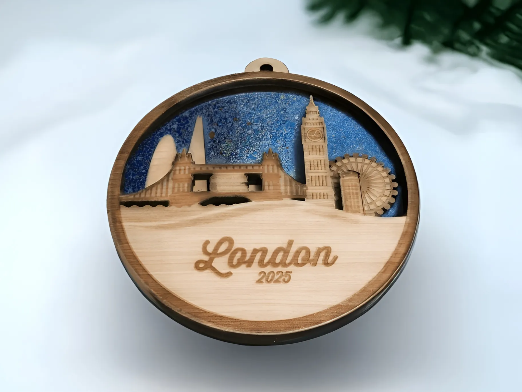 Rotating London Skyline Ornament laser cut design