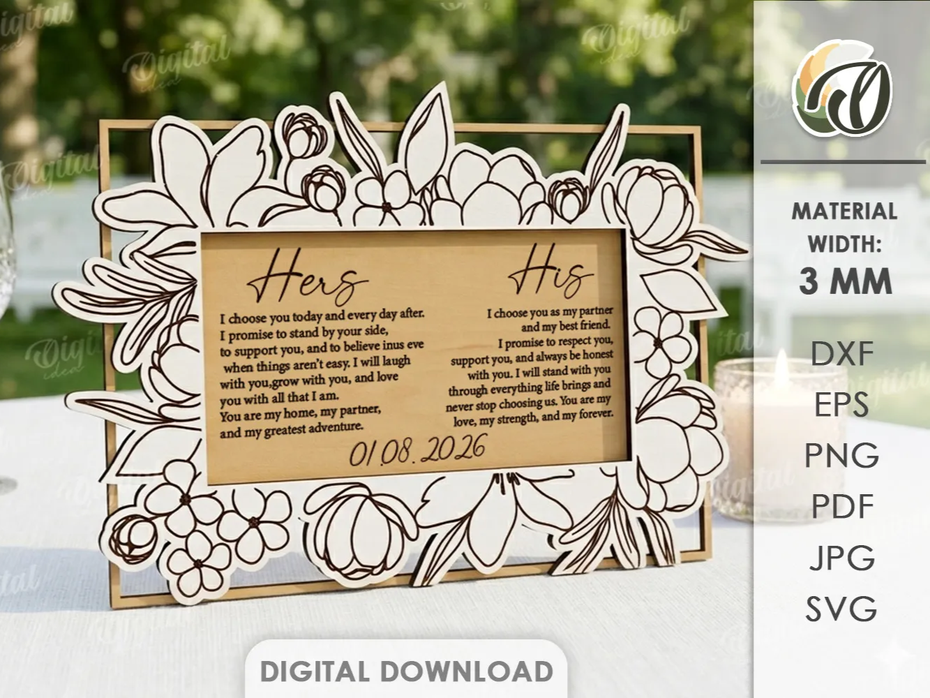 3D Layered Wedding Vow Display Stand wedding gift design