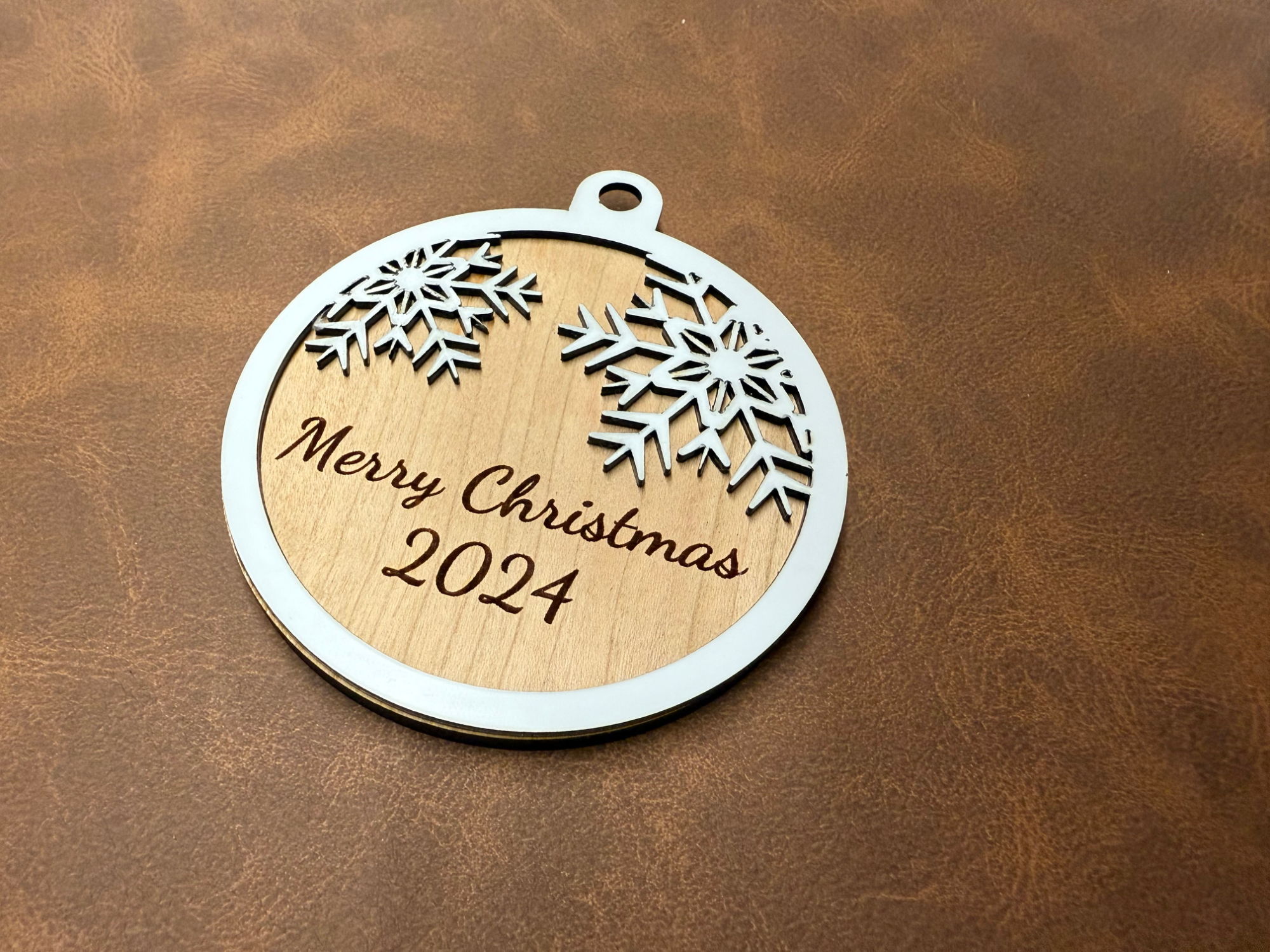 Layered Snowflake Bauble ceiling Christmas decoration idea