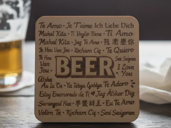 Ich liebe dich, Bier Laserdesign
