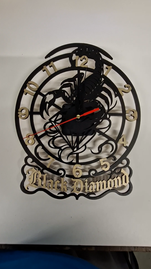 [Laser cut and engrave] Scorpio Zodiac Wall Clock with Black and Gold Details