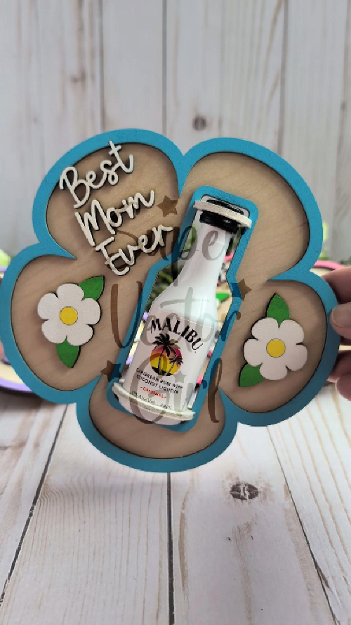 [Laser cut and engrave] Mom Flower Shooter Shot Bottle Holder for Mother's Day