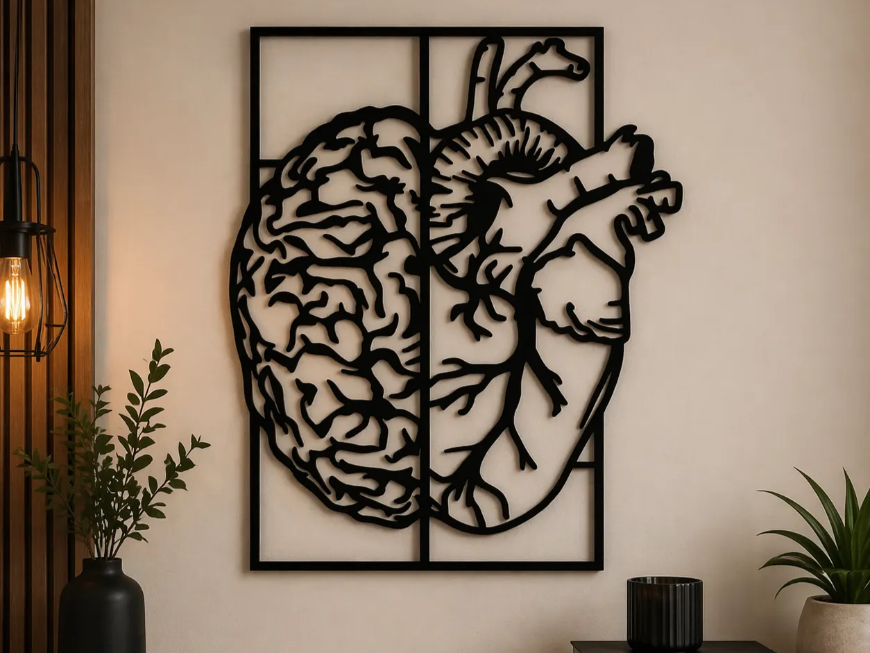 Brain and heart wall art abstract human anatomy decor