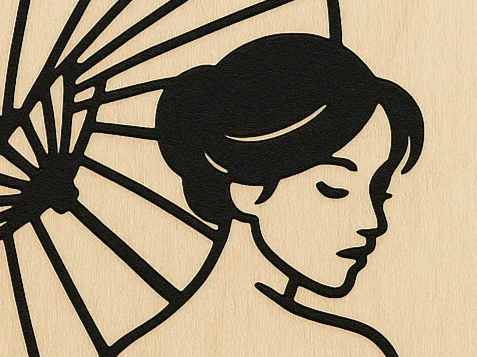 Japanese geisha with umbrella silhouette wall art