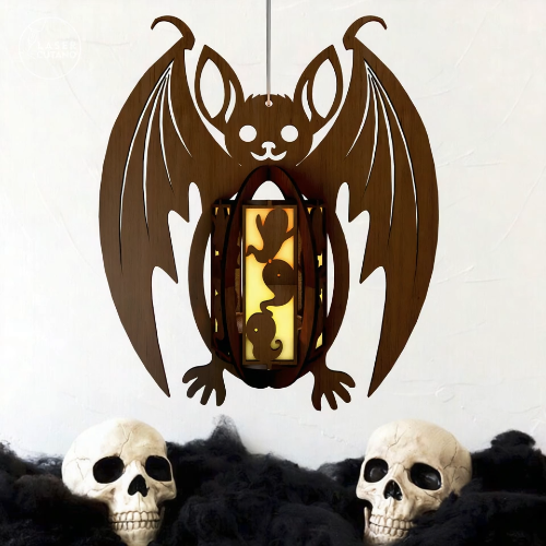 [Laser cut and engrave] Laser Cut Halloween Bat Candlestick / Tealight Holder Set (2 Designs) - 3mm Material