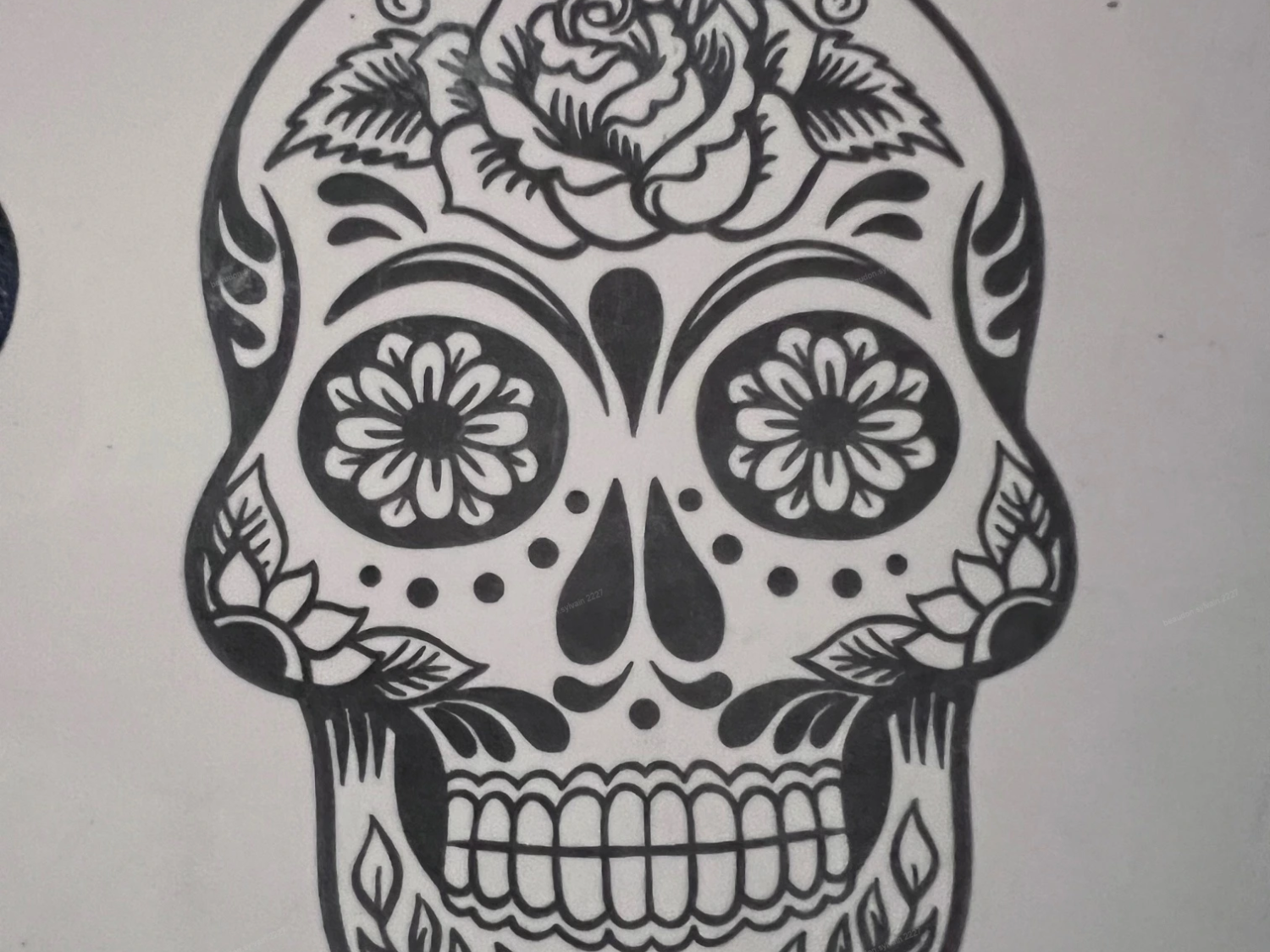 Decorative Sugar Skull Wall Art (Black and White) sugar skull dia de los muertos design