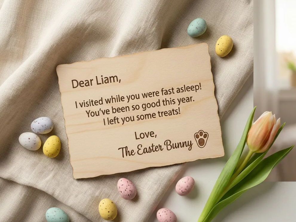 Letter from the Easter Bunny laser cut greeting card free Easter SVG