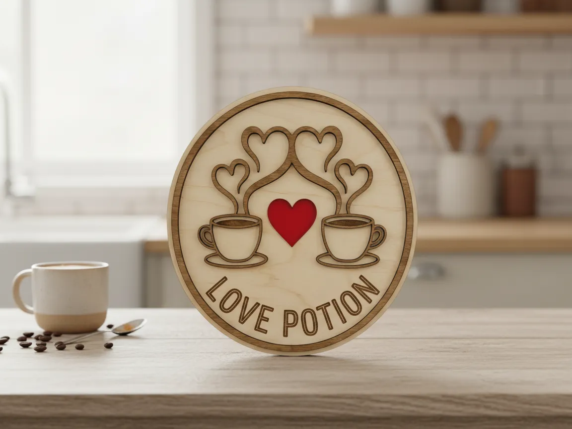 Wooden Love Potion Coffee Sign valentines day gift design