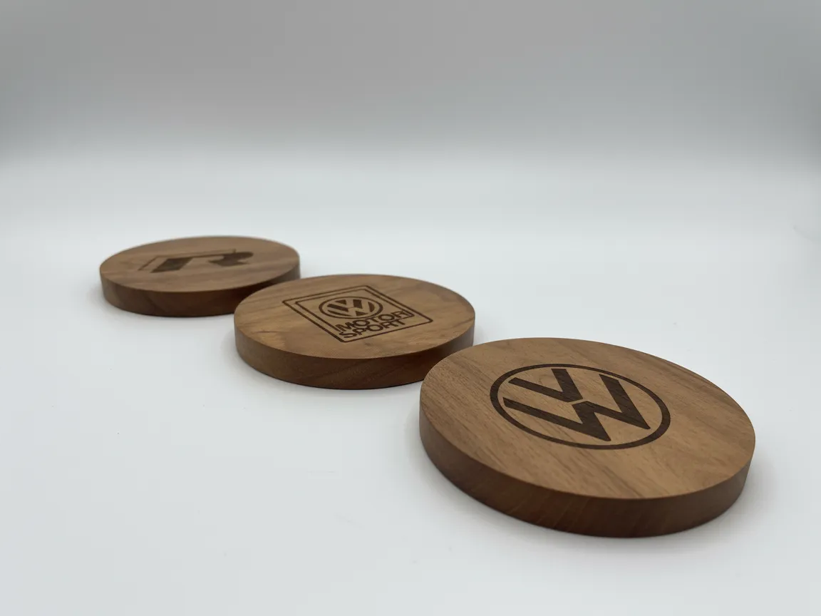 VW Logo Coaster Set (Golf R, VW, and VW Motorsport)