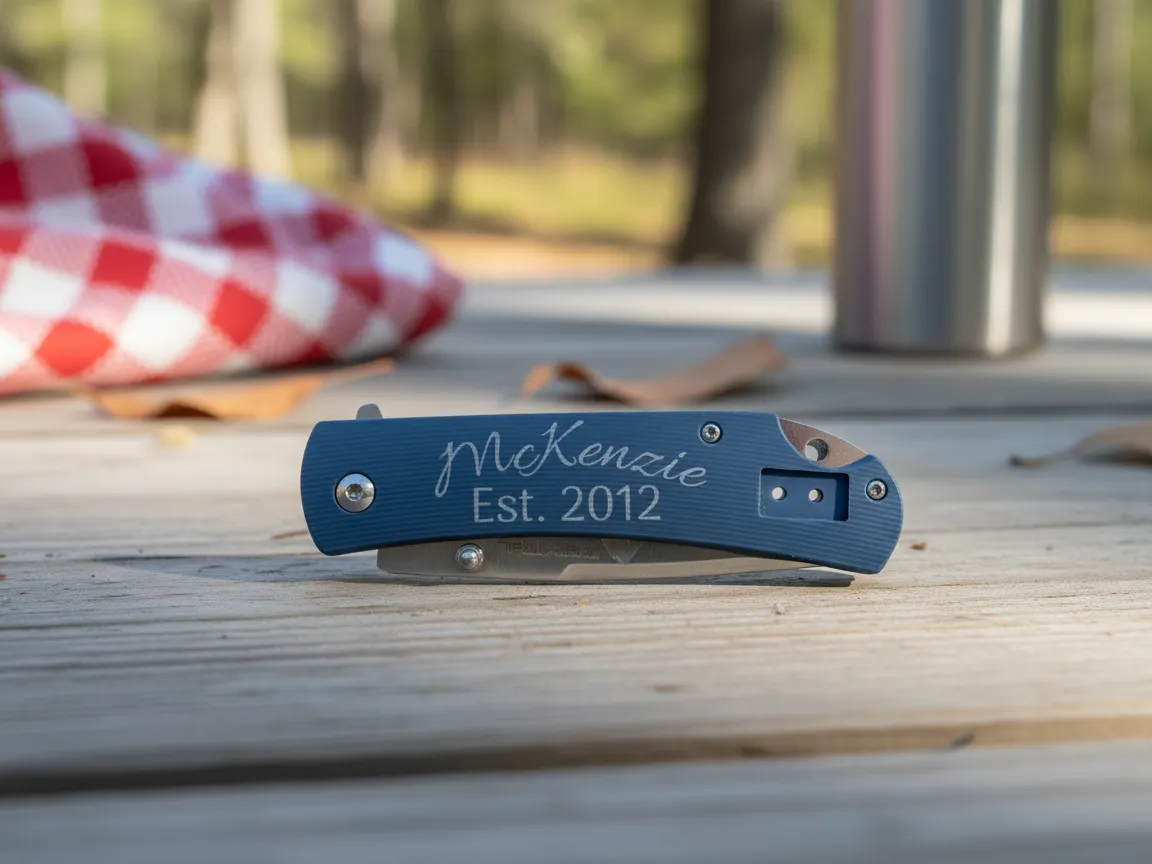 Personalized Engraved Pocket Knife with McKenzie Est. 2012 Text personalized gift for him idea