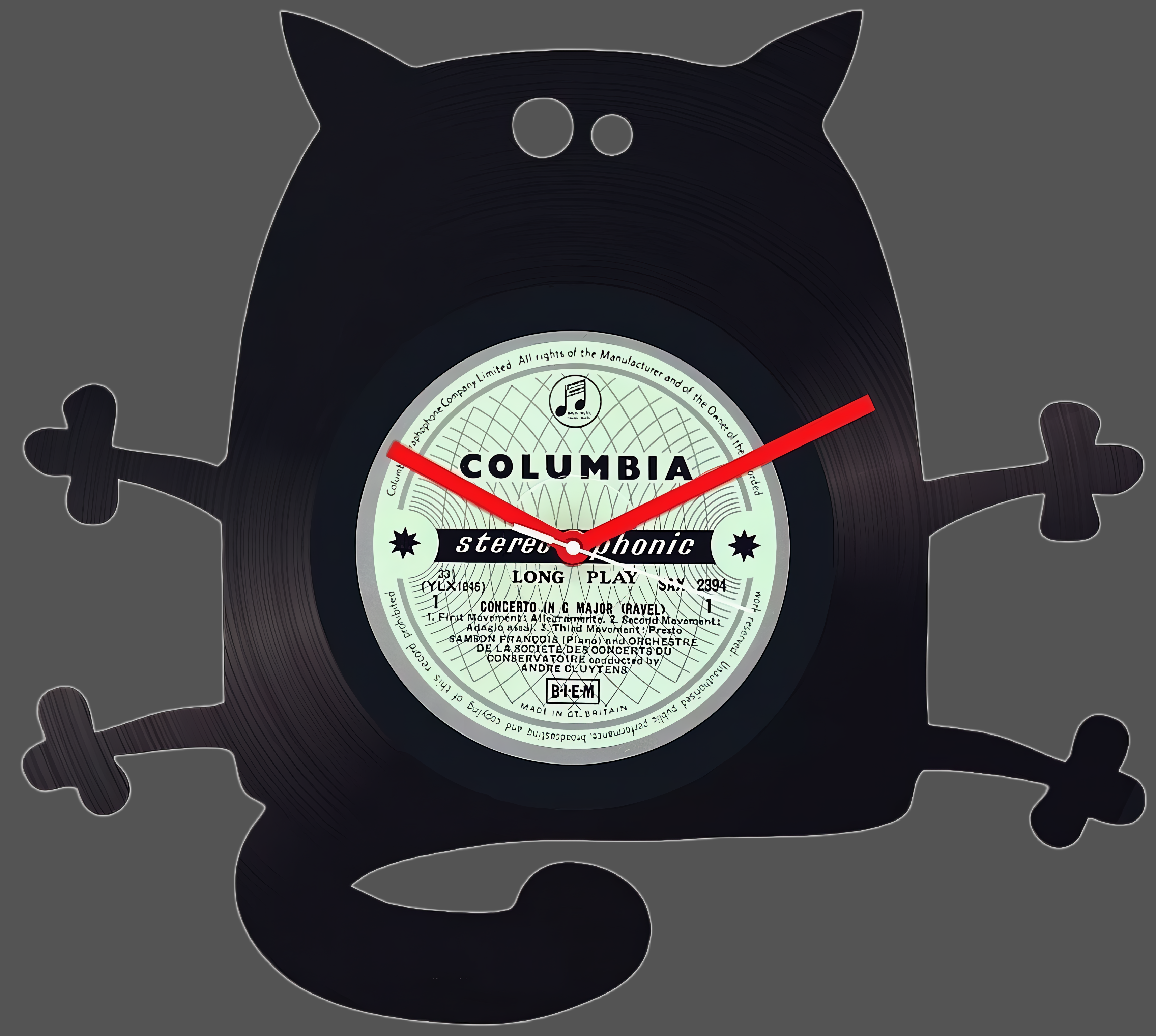 Grumpy Cat Vinyl Record Clock laser cut cat clock idea