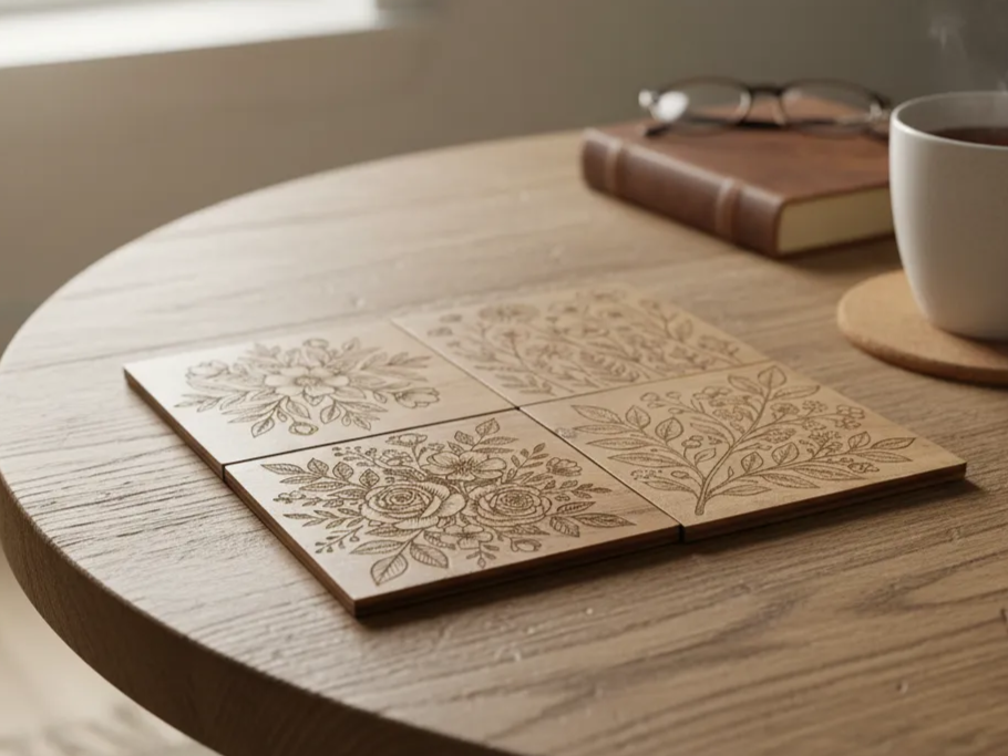 Floral Wooden Coaster paper coasters idea