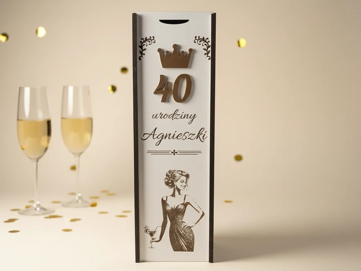 Personalized 40th Birthday Wine Box with Decorative Design birthday gift design