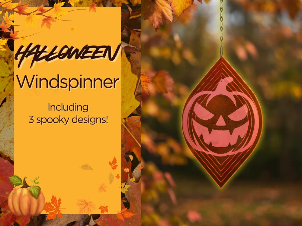 Ensemble de moulins à vent Halloween pour porche et jardin, décoration d'Halloween pour extérieur découpée au laser