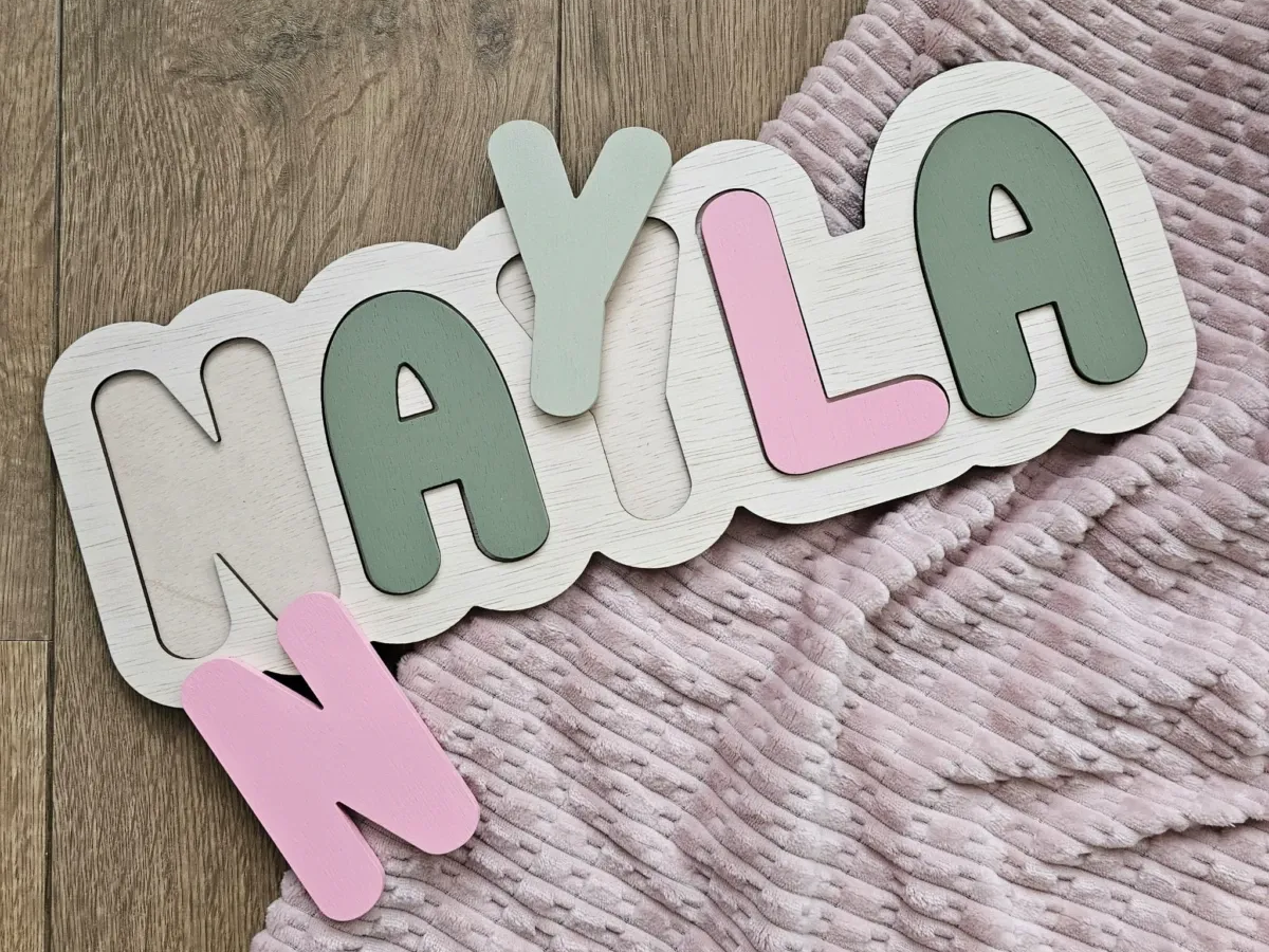 Classic Wooden Name Puzzle laser cut word puzzle idea