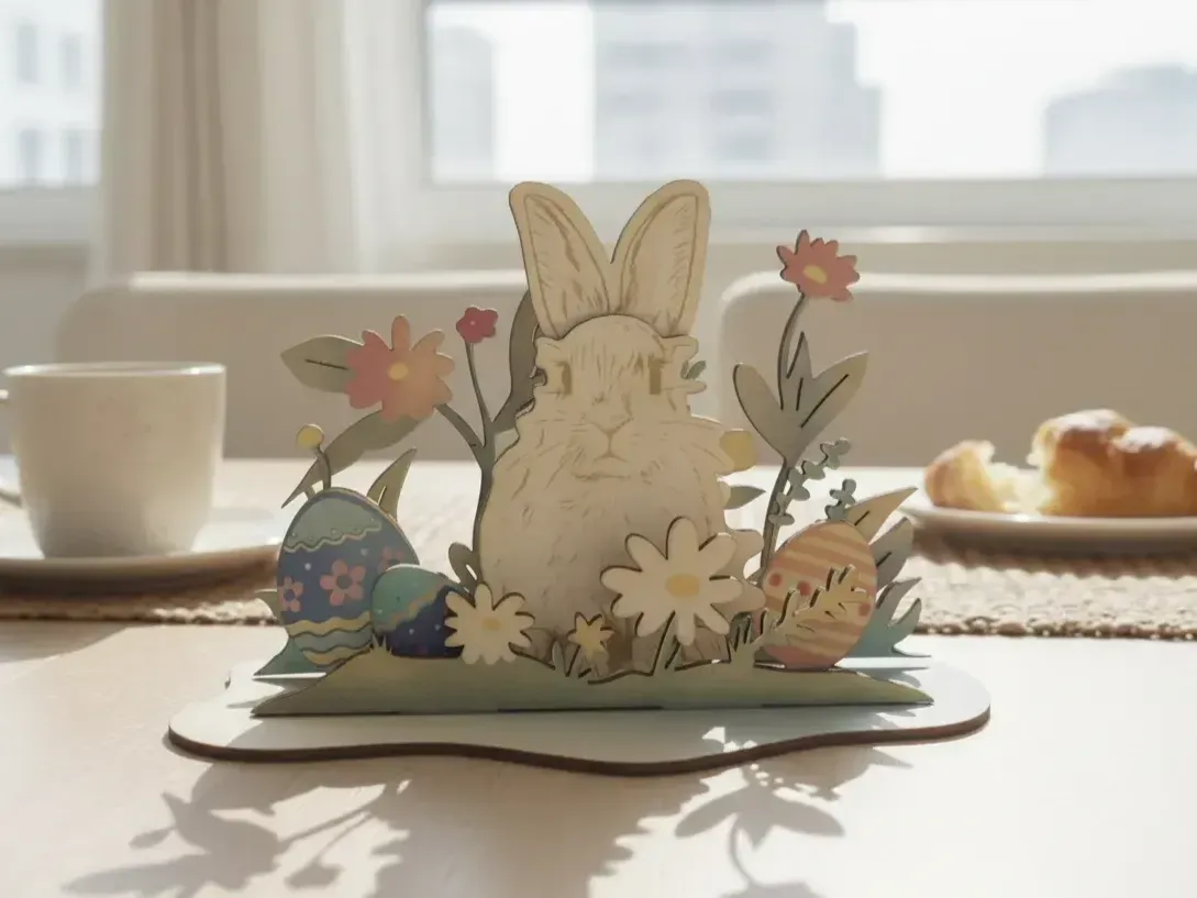 Laser Cut Easter Bunny and Eggs Table Decoration