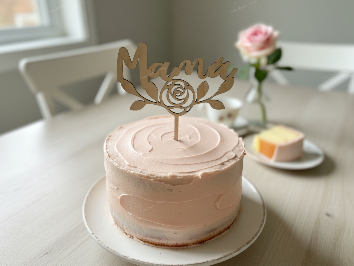 Mama cake topper with roses