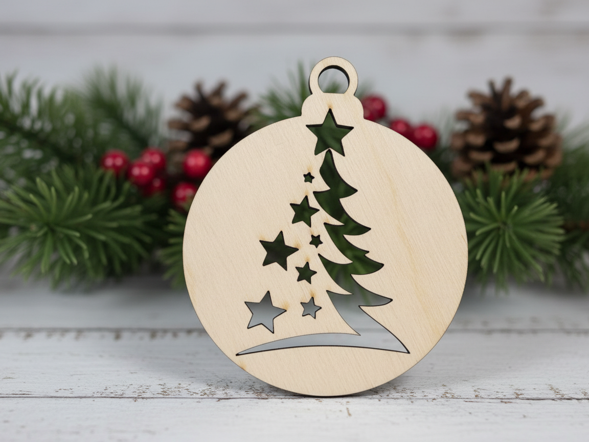 Bauble with Tree and Stars ceiling Christmas decoration idea