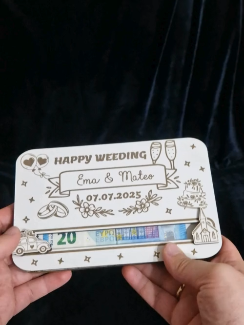 [Laser cut and engrave] Wedding money gift card svg