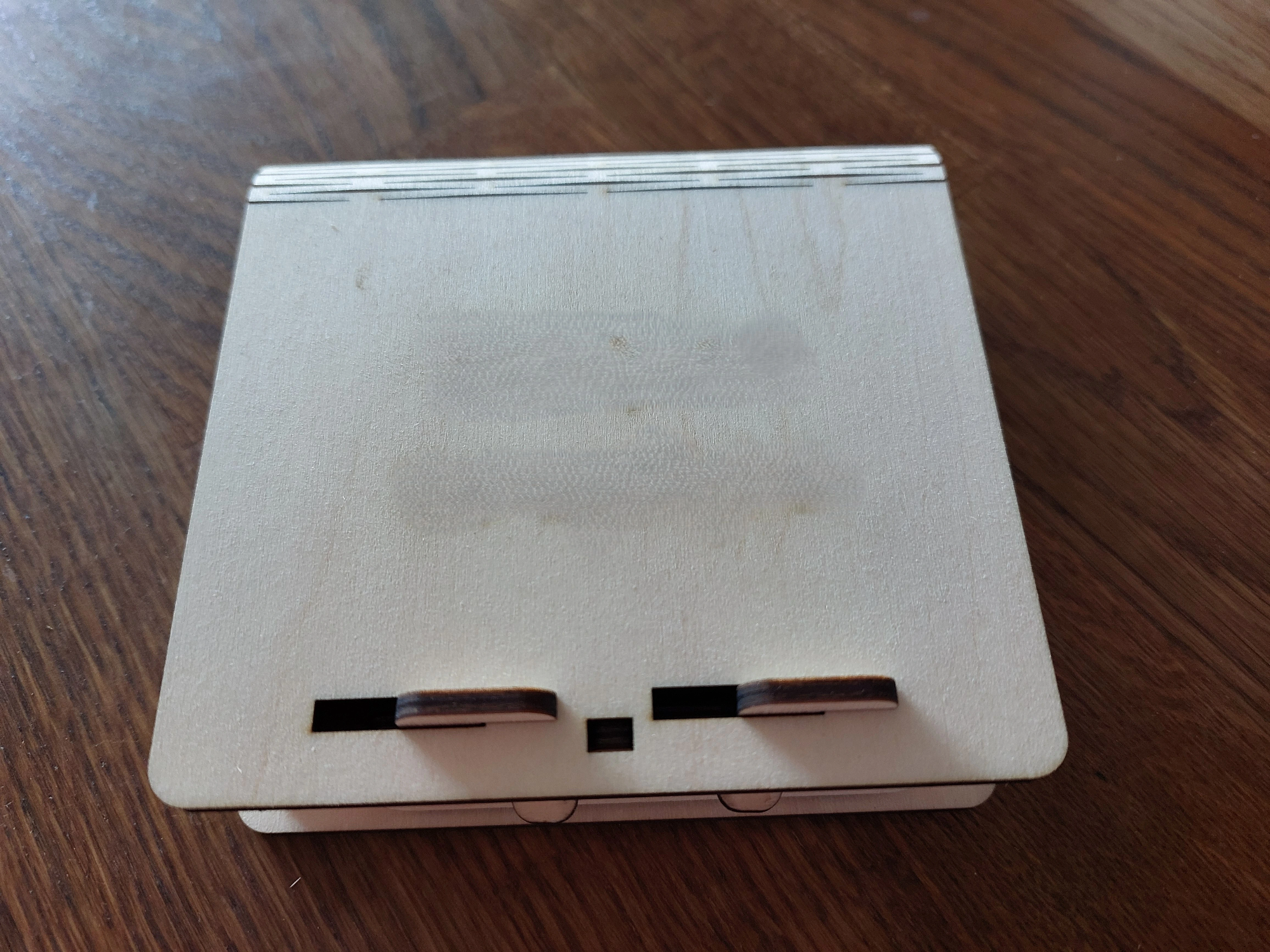 Laser-Cut Wooden Folding Card Holder Stand laser cut business card holder idea