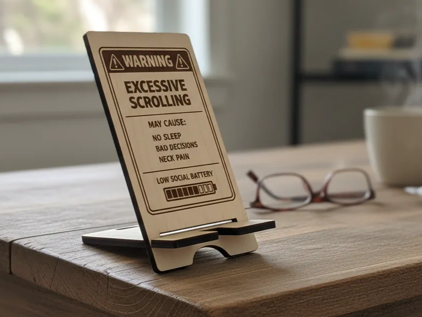 "Excessive Scrolling" Phone Stand gift design