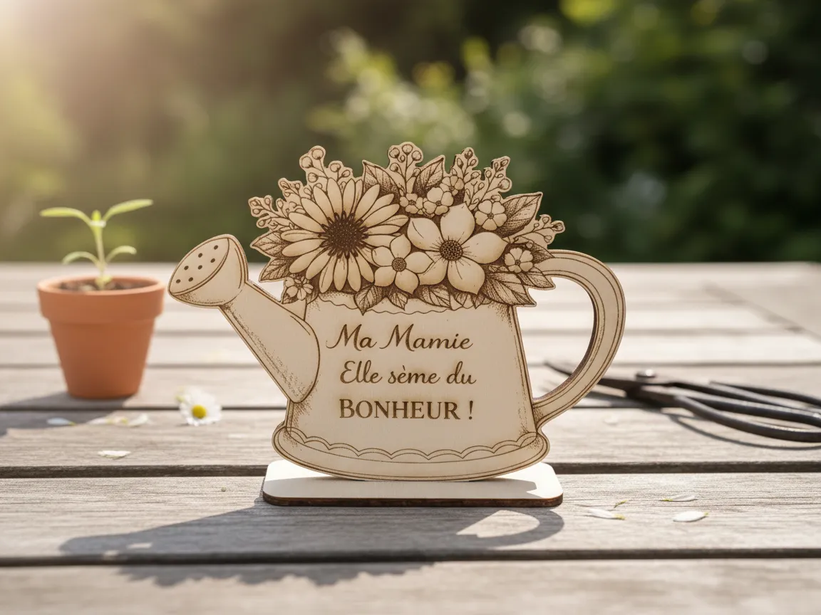 "Ma Mamie" Wooden Watering Can Garden Sign gift design