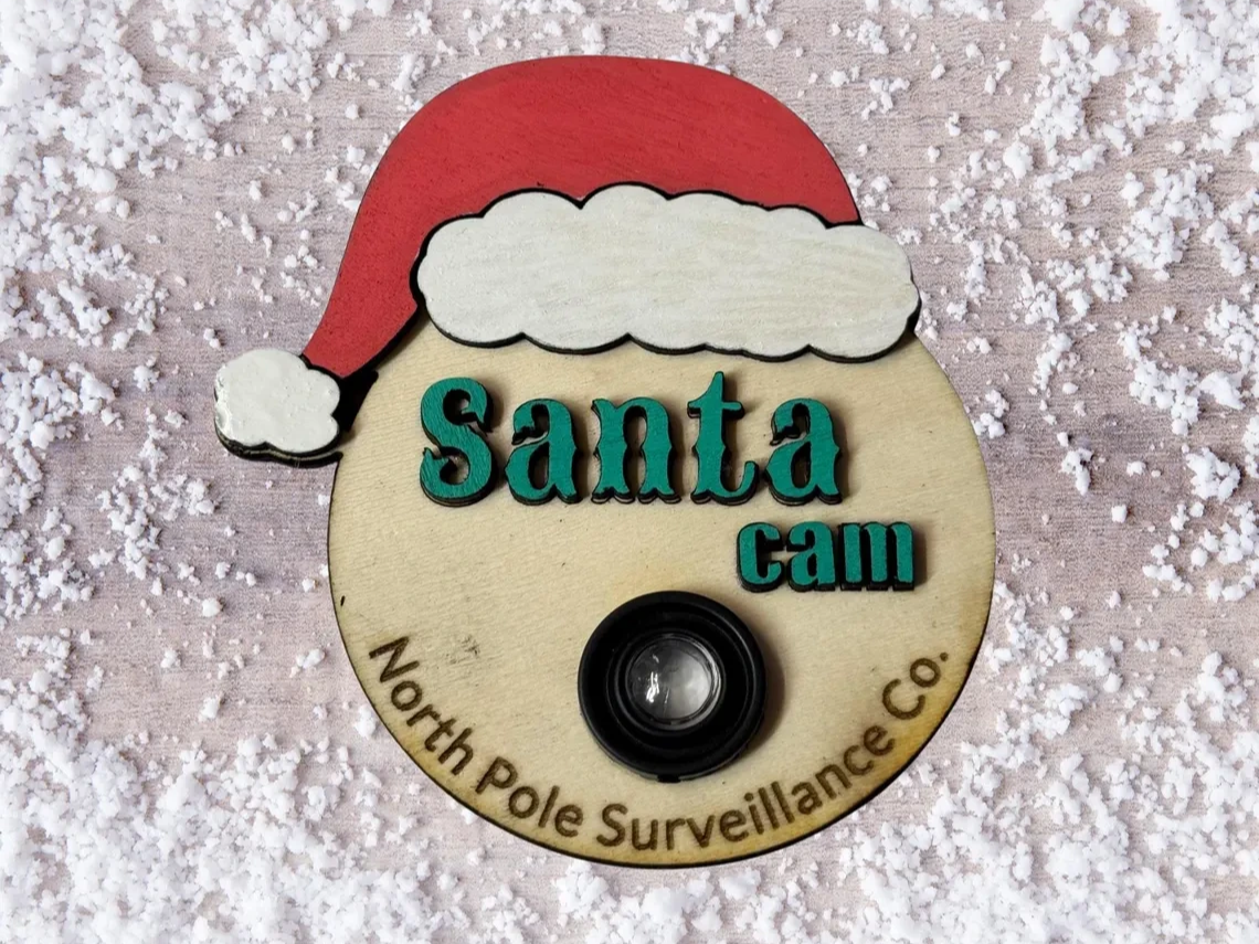 Santa Claus Cam Camera Winter Hat Christmas Tree Ornament