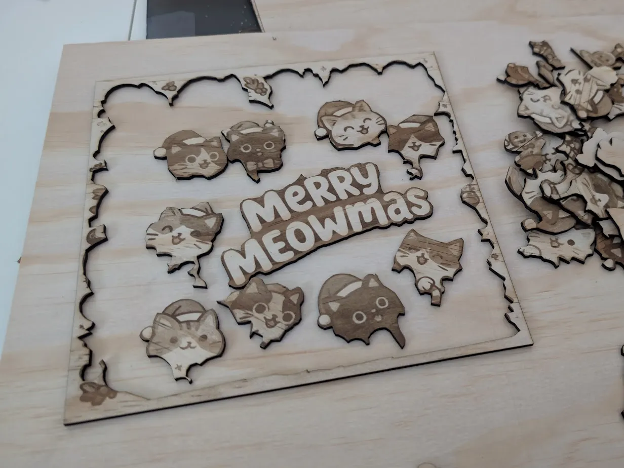 Merry Meowmas 猫咪圣诞拼图 激光切割定制拼图设计