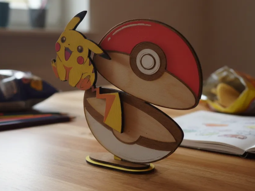Pikachu Figurine with Open Poke Ball figurine Pokemon decor idea