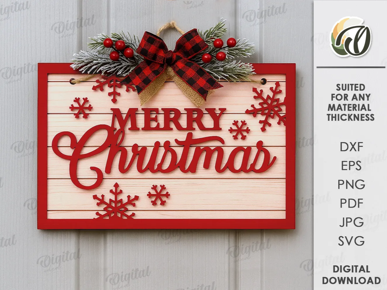 Cartel de madera 3D de Feliz Navidad con estilo rústico