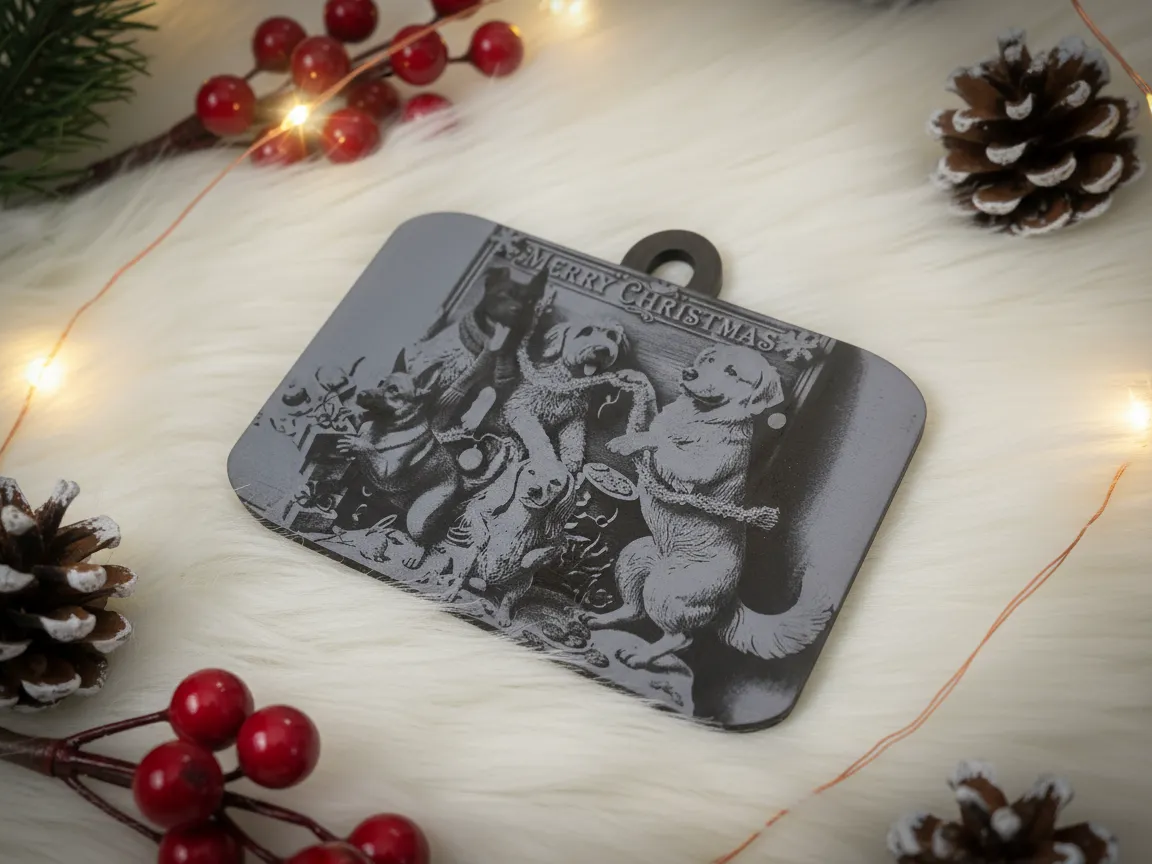 Merry Christmas Dog Tag Bauble pet id tag design