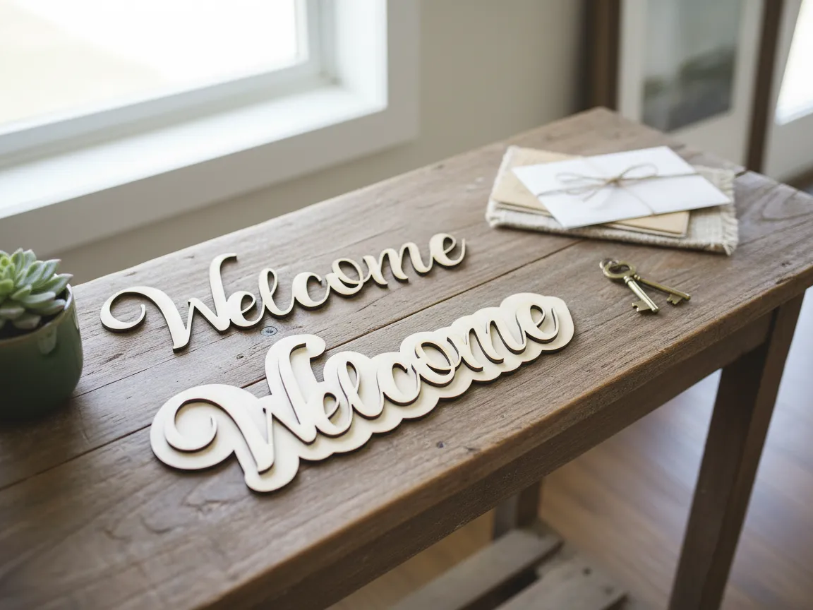 Laser Cut Wooden Welcome Signs for Home Decor