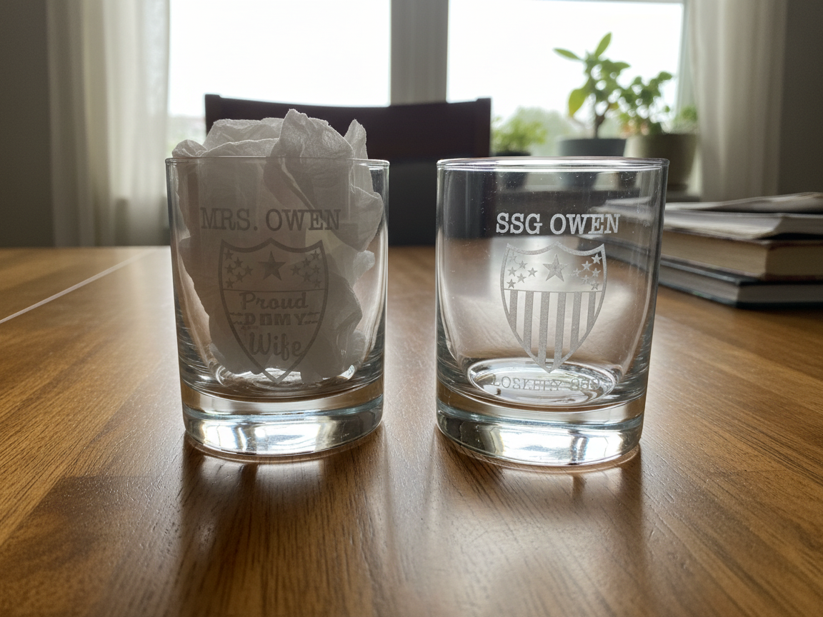 Laser Engraved Whiskey Glasses with Custom Military Family Designs personalized gift for him idea