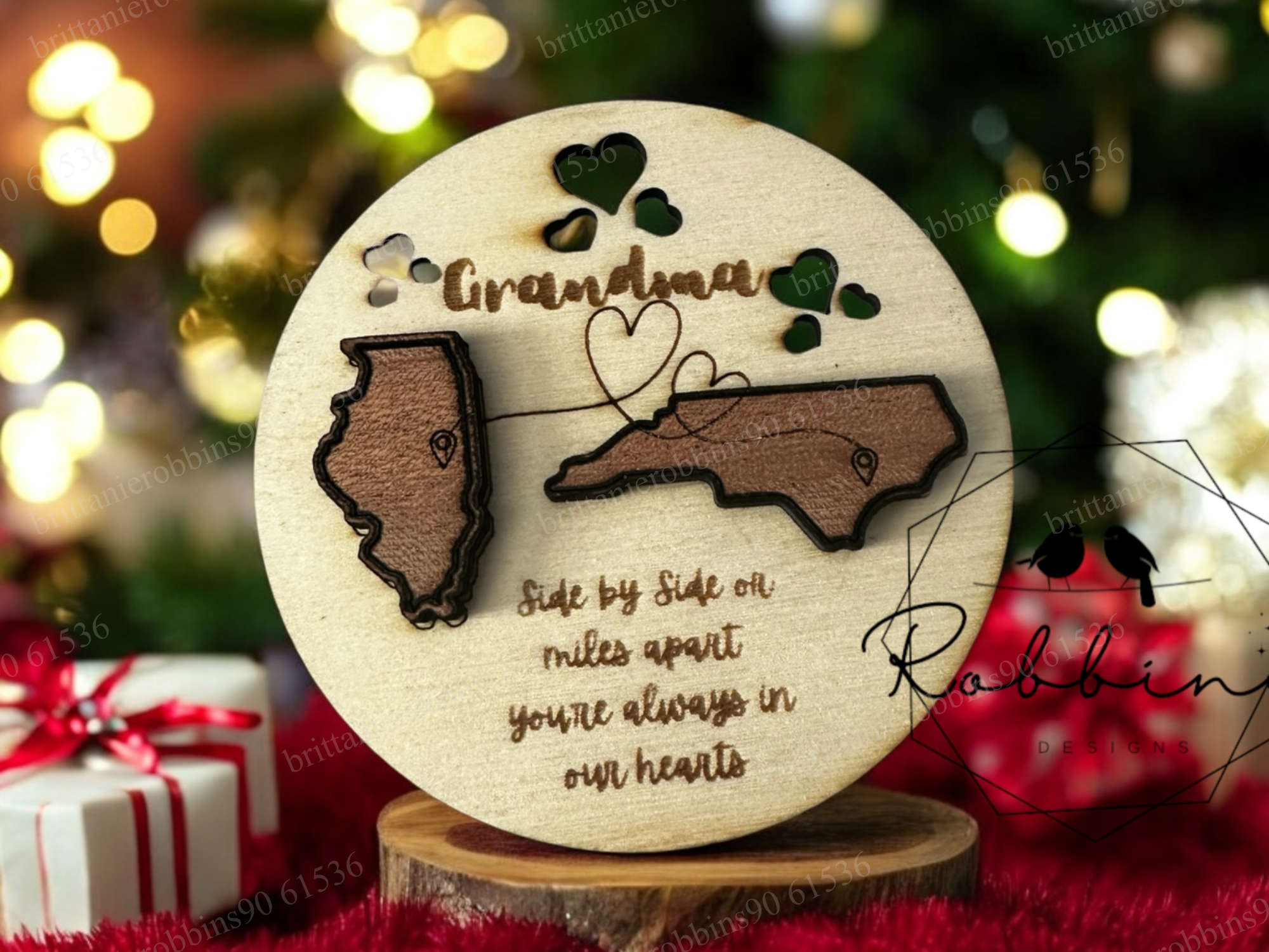 Miles Apart, Always Close: Personalized Ornament personalized ornament design on Atomm