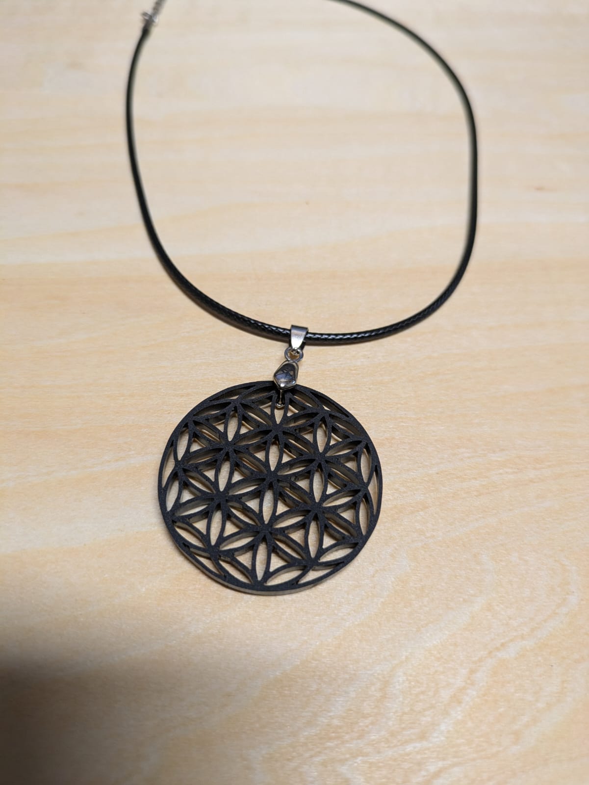 Laser Cut Flower of Life Pendant Necklace Black anniversary gift for her idea